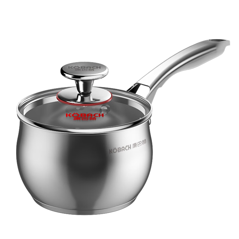 KBH Stainless Steel Milk Pot, 16cm Noodle Cooking Pot, Compatible with Induction Cooker And Open Flame, NQG18A304