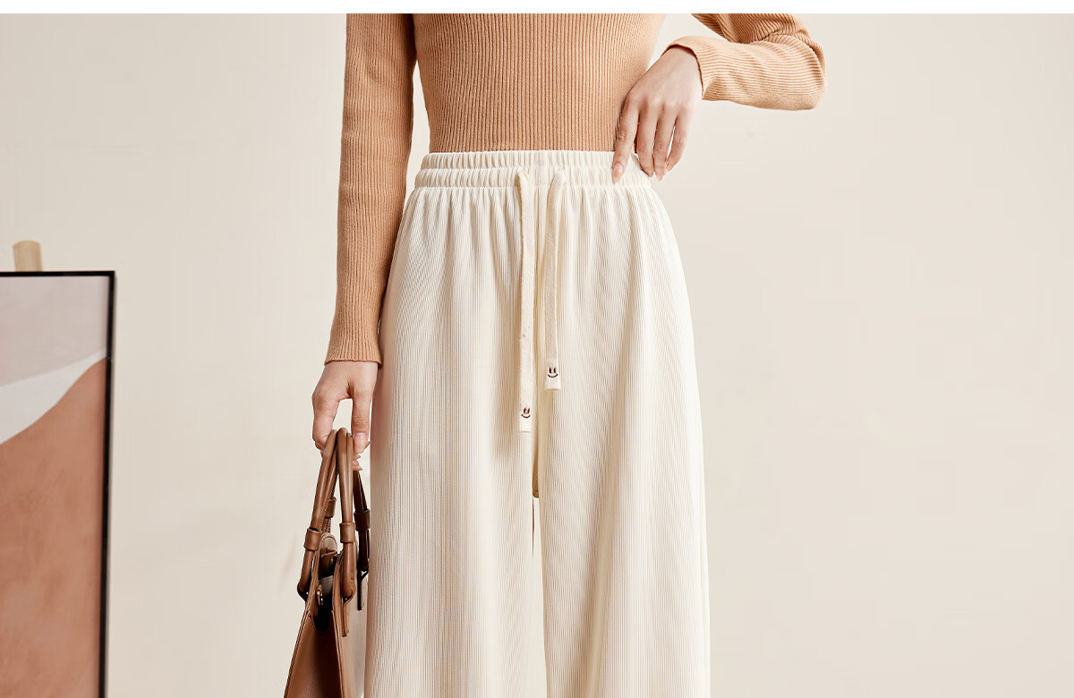 Halo Queen Women's Casual Pants, Spring And Autumn Drawstring Loose Wide-Leg Trousers, Fashionable Slimming Straight-Leg Pants H13QK5970 21