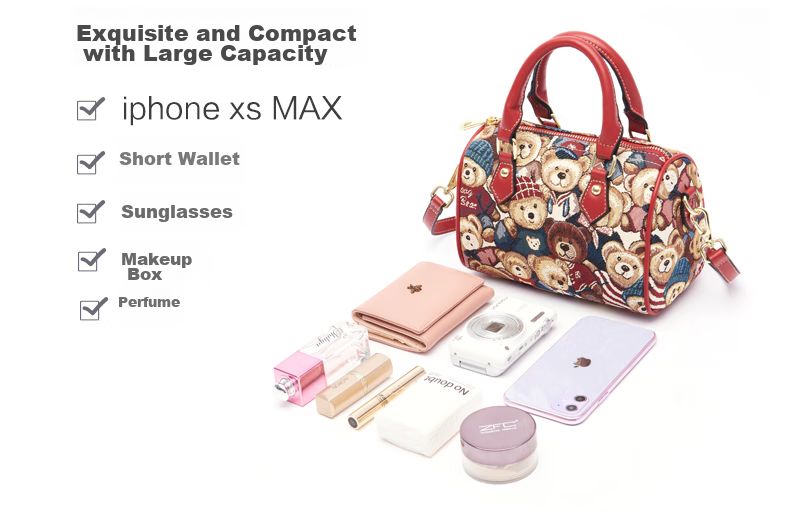 Xiaoxiongyilian Women's Handbag, Fabric Woven Floral Pattern, Commuter Boston Tote Bag, Fashionable Shoulder Crossbody Bag, Small Purse for Women, Valentine's Day Gift 6