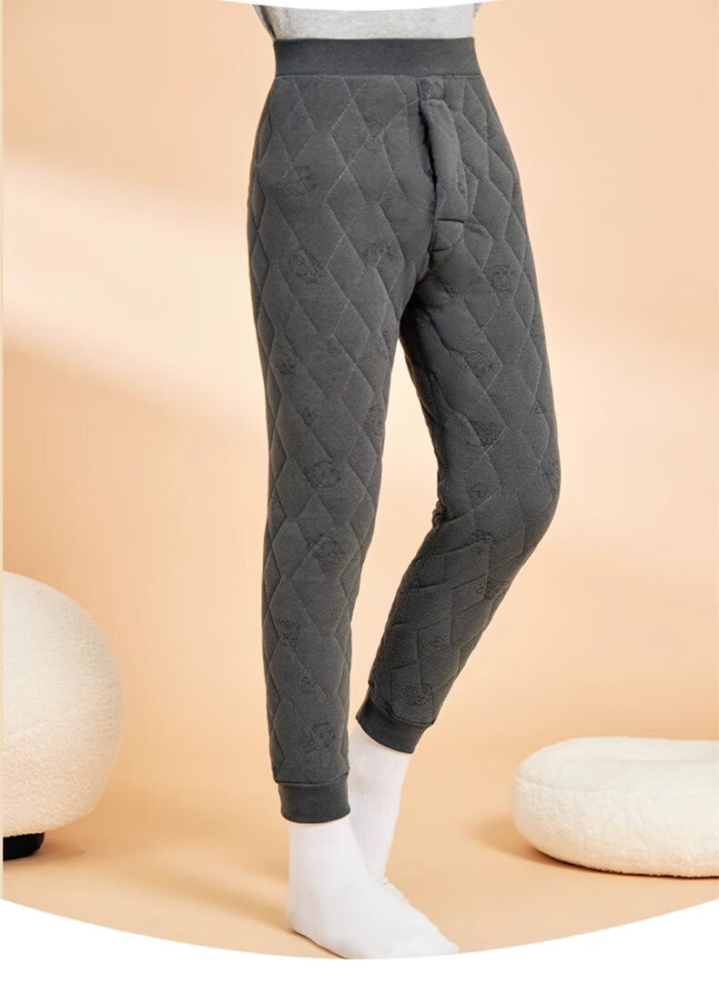 LangSha Children's Wool Thermal Pants, Boys' Autumn And Winter Fleece-Lined Thick Base Layer, School Uniform Essential, Youth Cotton Trousers 13