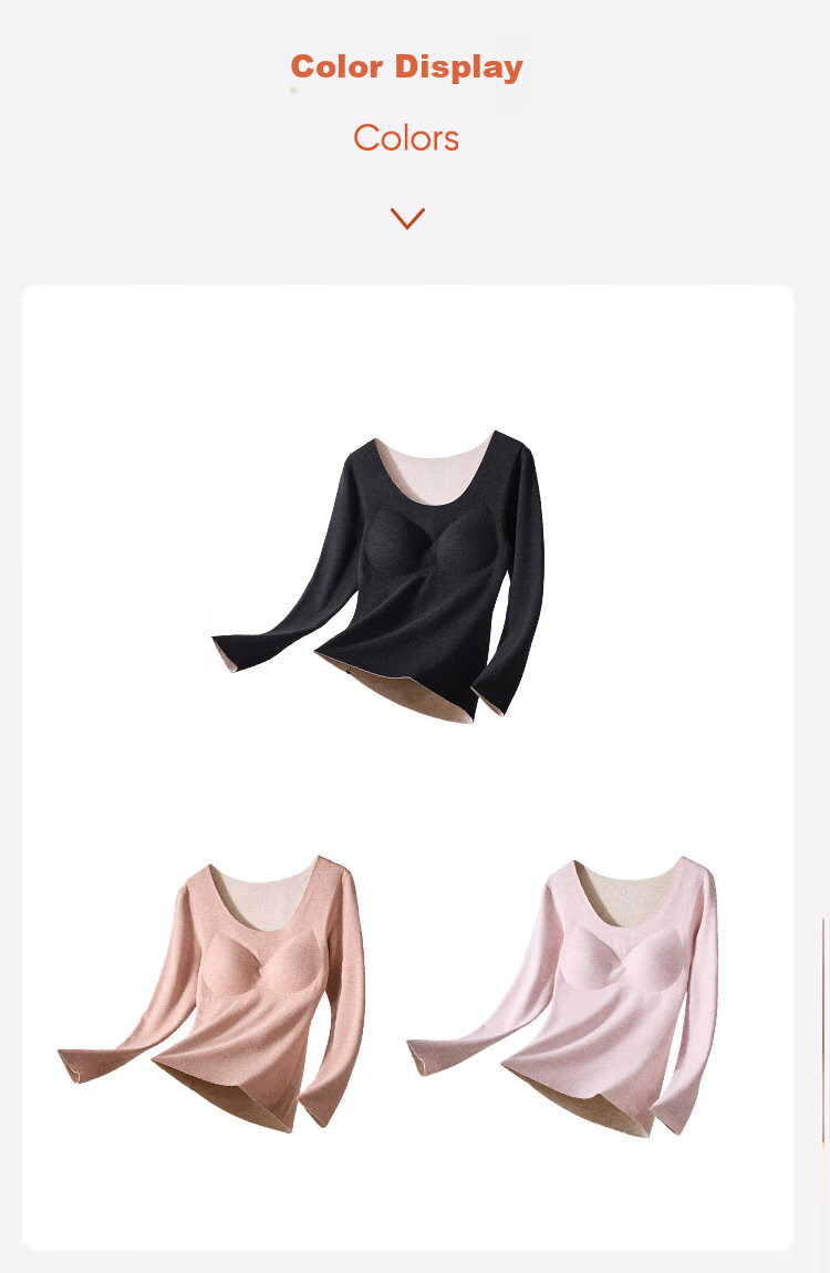 MiiOW New Thermal Underwear for Women with Chest Pads, Warm Base Layer, Contains Cashmere And Silk, Long Sleeve, Pink, XL 24
