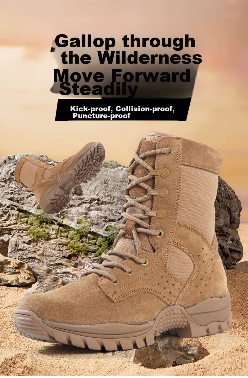 3514 New Brown Combat Boots for Men, High-Top Tactical Boots with Side Zipper, Military Enthusiast Outdoor Desert Boots, Brown, Size 42 1