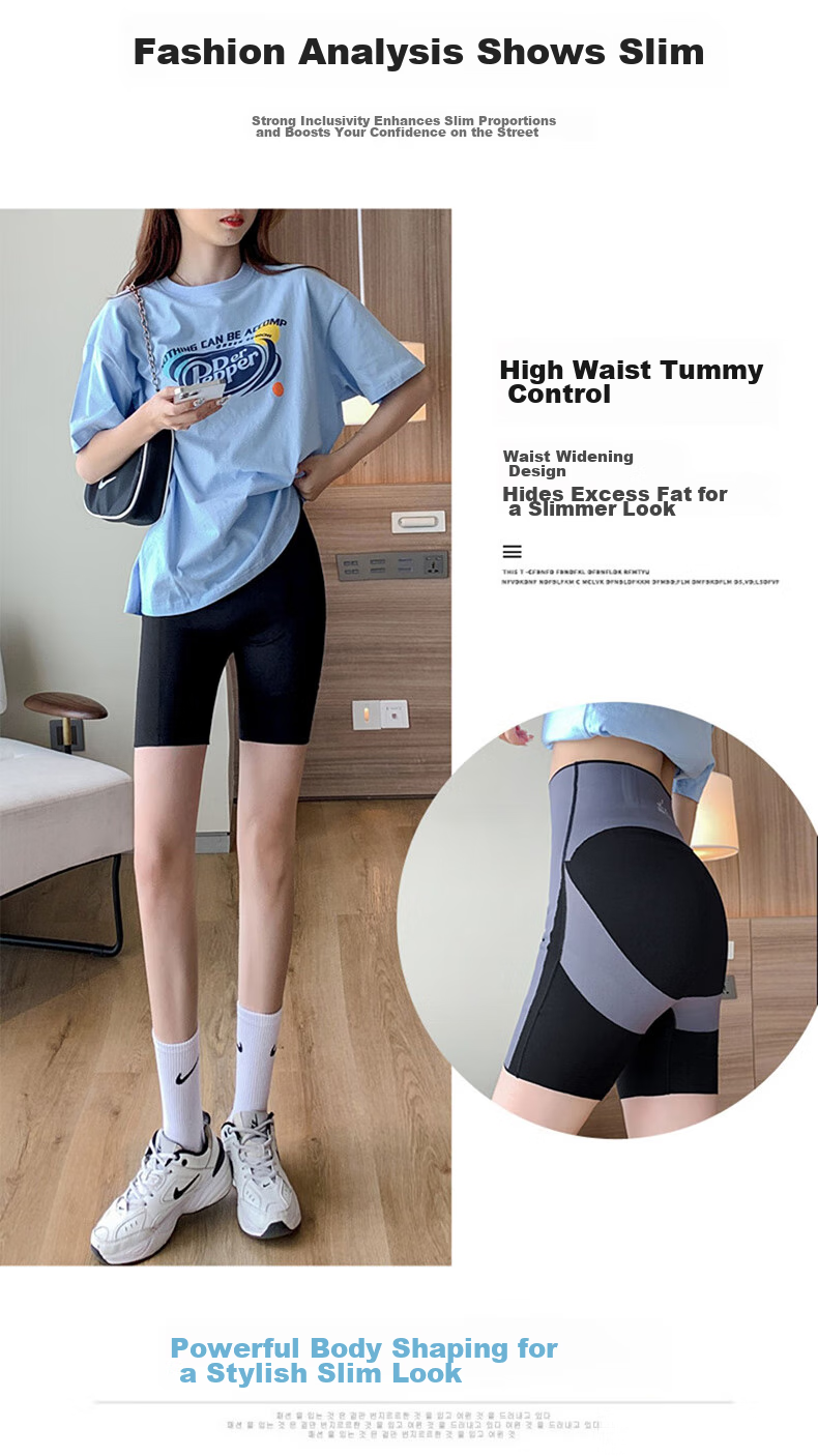 LangSha High-Waisted Tummy Control And Butt-Lifting Shorts for Women, Thin Seamless Shark-Shaped Floating Safety Shorts, Knee-Length Undershorts 14