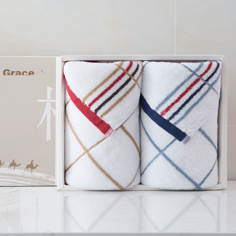 Grace Towel Chinese Style Gift Box, 2-Pack Pure Cotton Face Towels, Thickened Towel Gift Box, 76*34 Sports