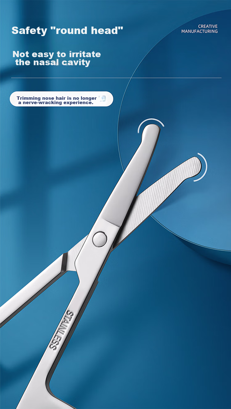 Sijiang Stainless Steel Nose Hair Trimmer with Round Tip, Manual Circular Clipper for Nose Hair And Beard, Single Pack 2