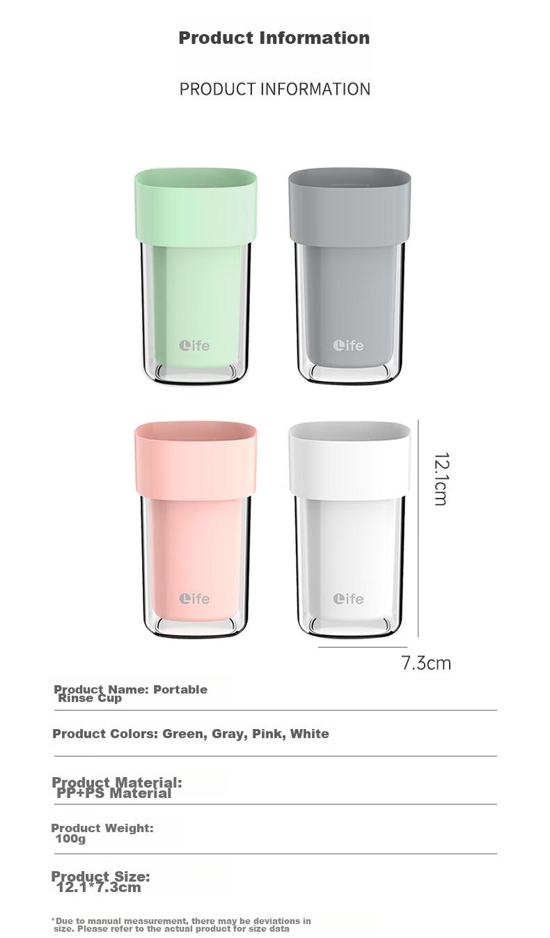 Briars Toothbrush Cup Travel Portable Home Use Toothbrush Cup Mouthwash Cup Set with Detachable 2 Cups, Cherry Blossom Pink 12