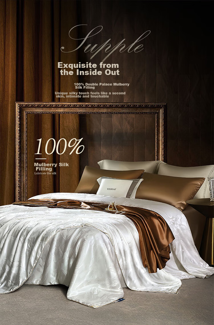 FUANNA Silk Comforter, 100% Double Mulberry Silk Duvet, Winter Thickened Quilt, Double Bed Comforter, 7.4 Jin (3.65 Kg), 203*229cm 3