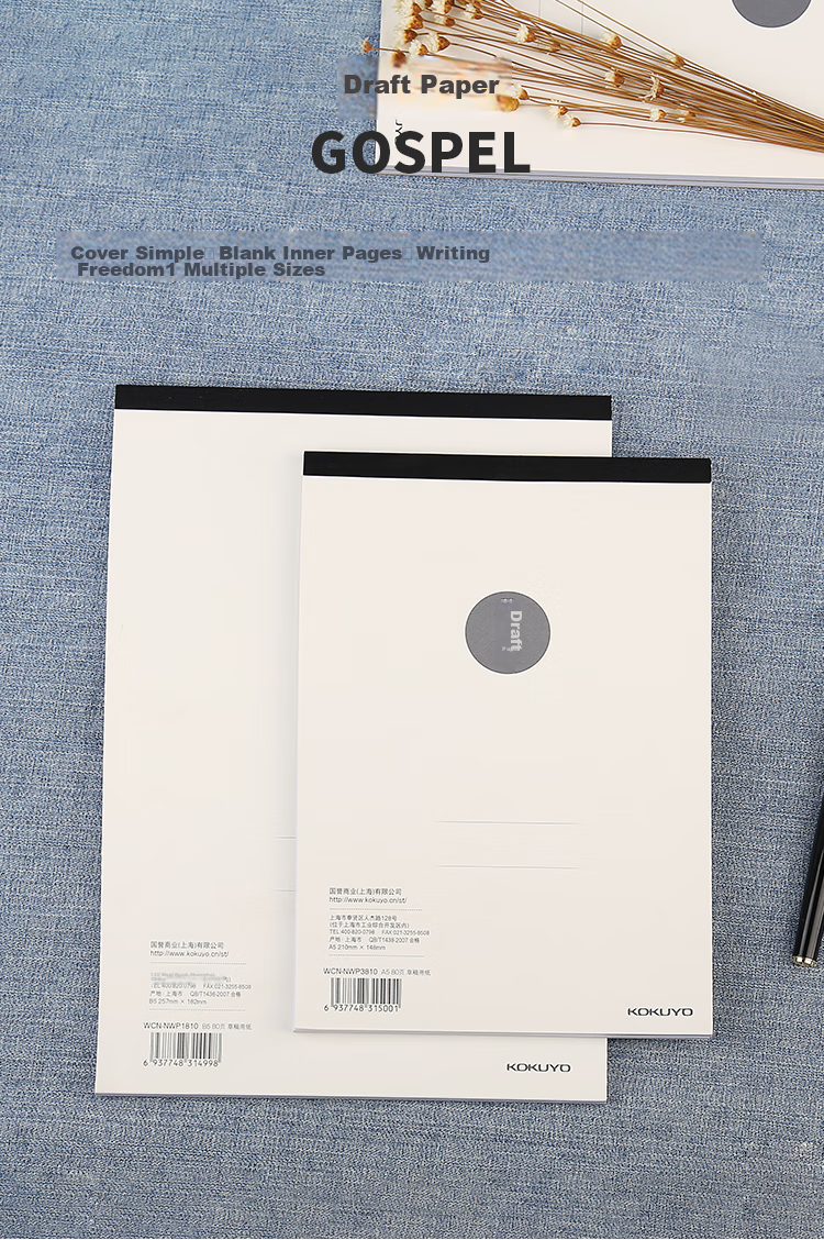 KOKUYO Gospel Student Blank Paper Draft Notebook for High School Entrance Exam, Draft Paper with Reminder Notes, 15×7cm/80 Sheets, 5 Packs, WCN-NWP5411 1
