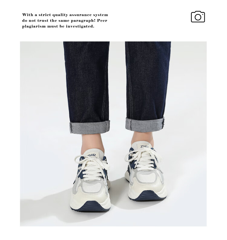 ZHR Casual Shoes for Women, Trendy Cool Lightweight Thick-Soled Sneakers, Comfortable Breathable Color-Block Women's Shoes CS58 White And Black Size 39 17