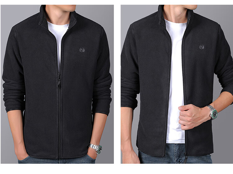 TUCANO Men's Jacket, Spring And Autumn Business Casual Executive Stand-Collar Loose-Fit Coat, Black, Size L 14