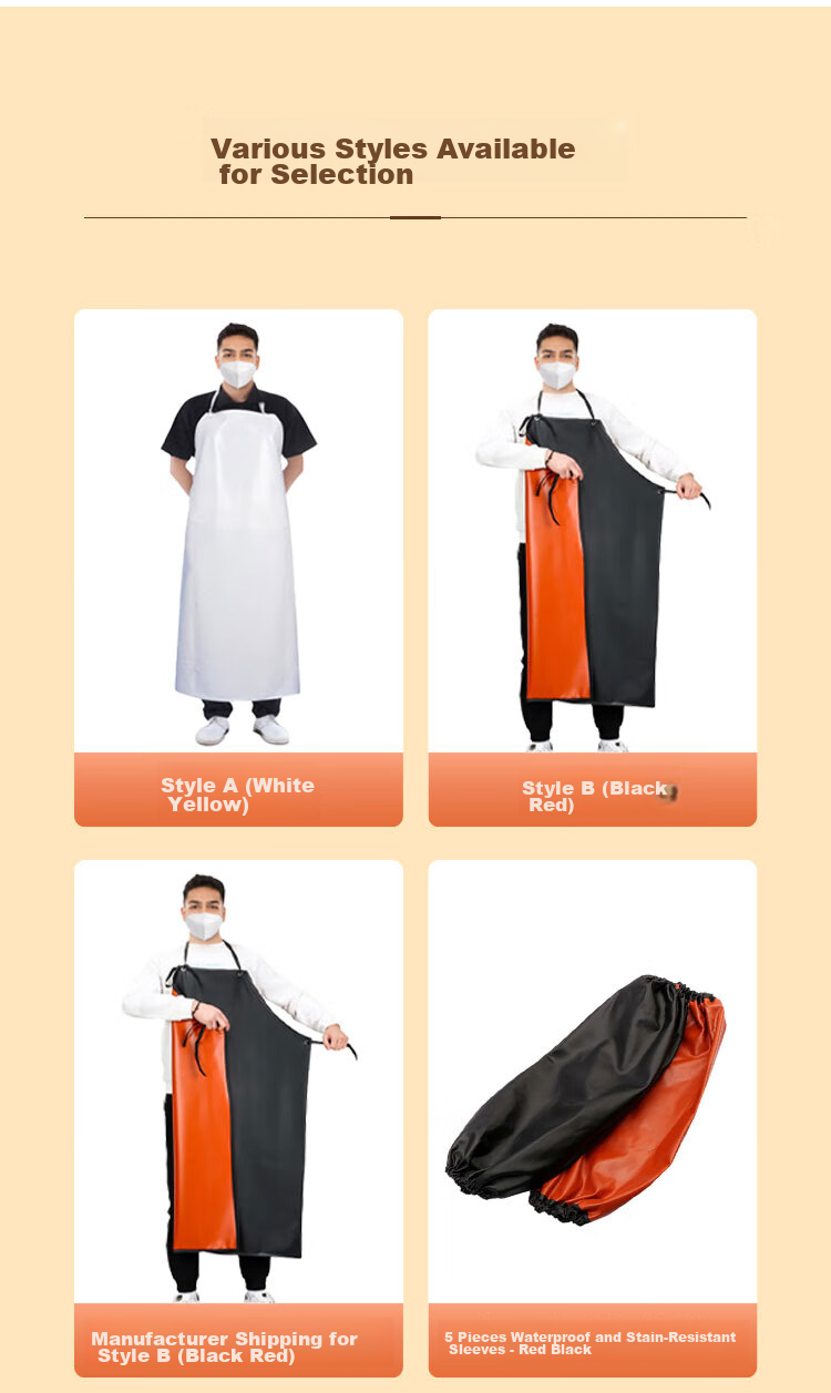 Leyoubaiyi PU Protective Sleeve Covers 5 Pairs Black and Red Composite Waterproof Oil-Resistant Short Kitchen Work Protective Sleeves 12