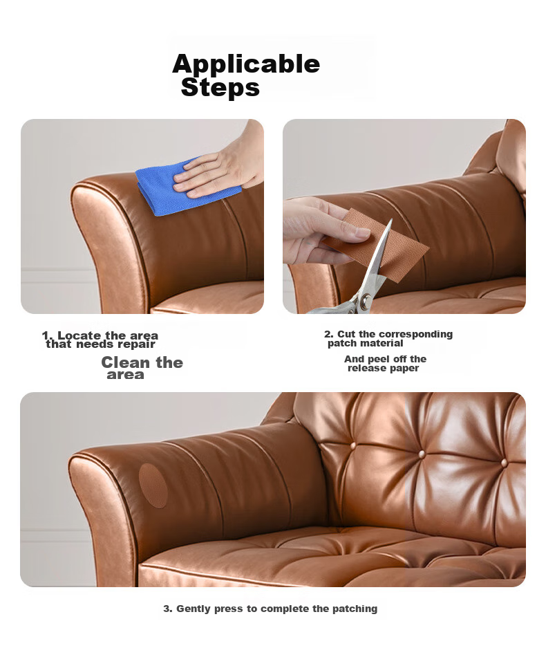 Mileqi Self-Adhesive Leather Sofa Repair Patch, Seat Renovation, Car Leather Seat, Electric Vehicle Seat Leather Repair, Self-Adhesive Roll, Beige [5cm Wide * 5m Long] 2 Rolls 7