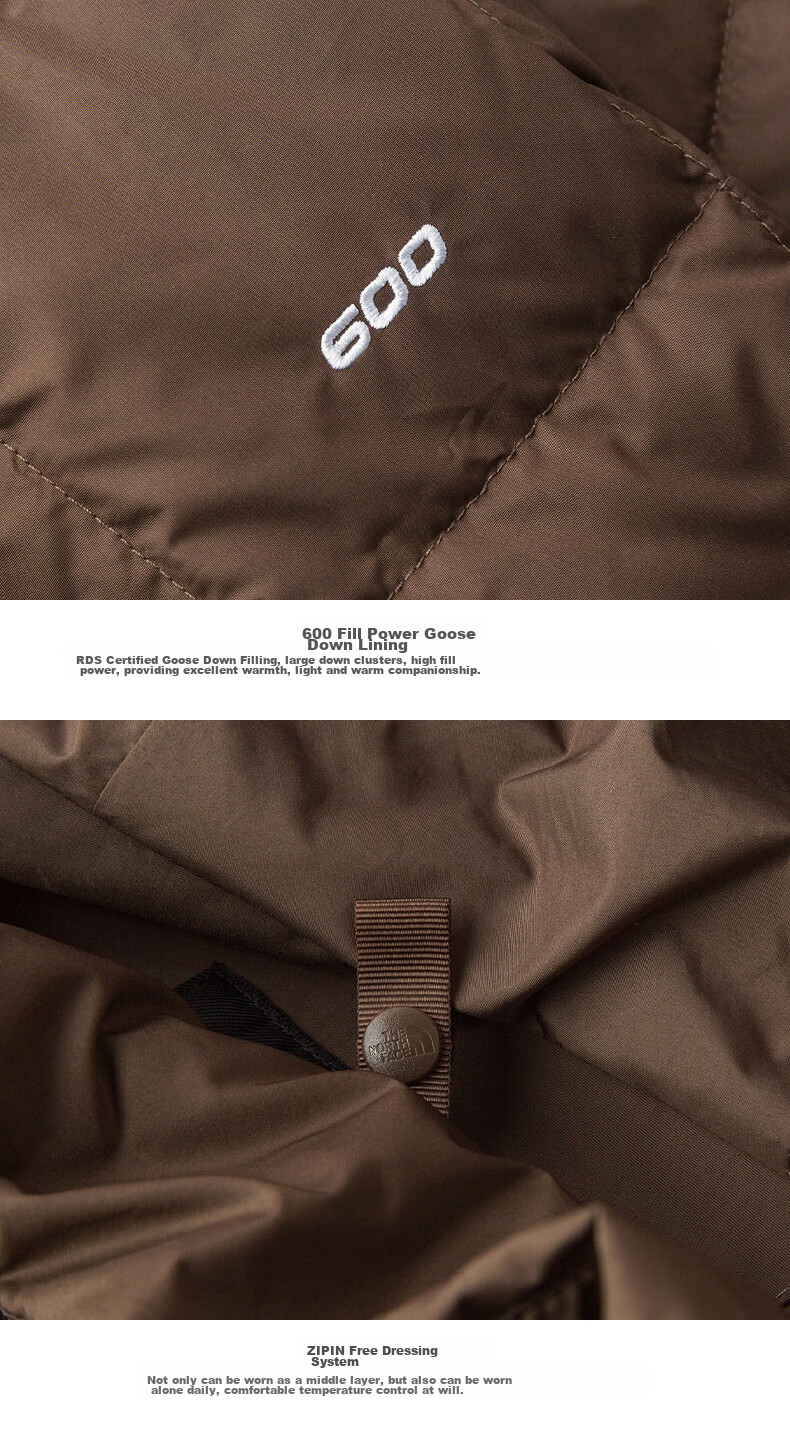 The North Face Men's Outdoor Warm down Jacket with Inner Fleece Liner, Three-In Windbreaker 89Z2 Brown/1OI Size L 15