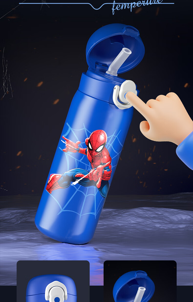 Milonbear Spider-Man Children's Insulated Cup for Boys, 316 Food-Grade Direct Drinking Water Bottle, Elementary School Student Special Straw Water Bottle for School Use 8