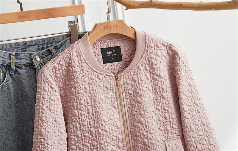 Dme [Outdoor New Fashion] Spring And Autumn Commuter Baseball Collar Lightweight Bubble Texture Stylish Versatile Jacket for Women, Short Style 18