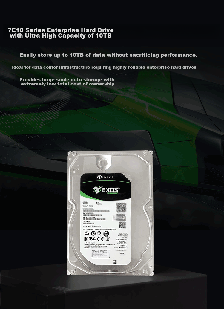 SEAGATE Enterprise-Grade Hard Drive, 6TB Capacity, 256MB Cache, 7200RPM, CMR Vertical Recording, SATA Interface, SEAGATE Galaxy Exos 7E10 Series Server Hard Drive ST6000NM019B 5
