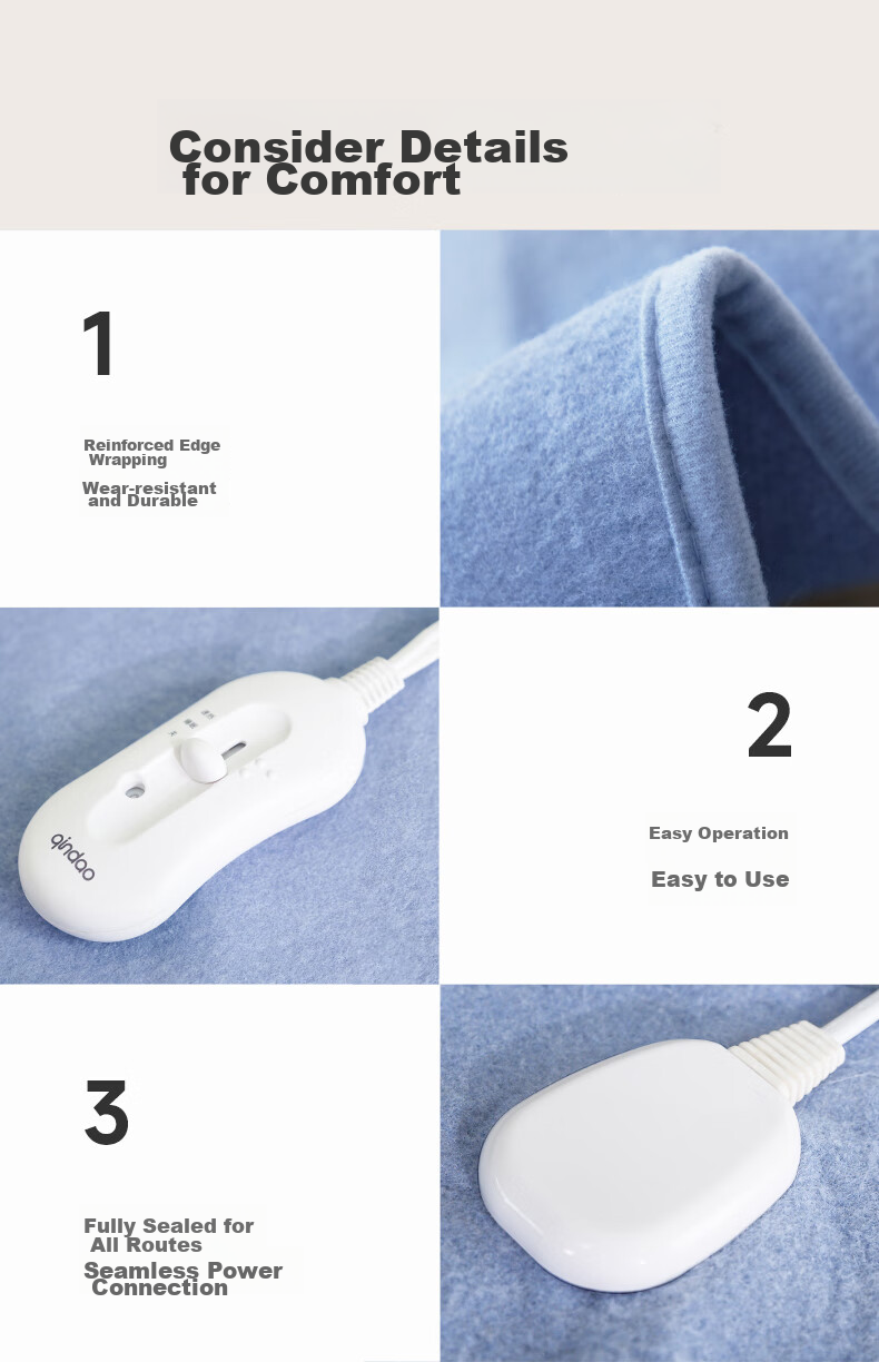Qindao [High Temperature Cut-Off, Safe And Non-Flammable] Single-Person Double-Person Safety Mechanical Electric Heating Blanket Mattress Pad 1.5*1.2m 5