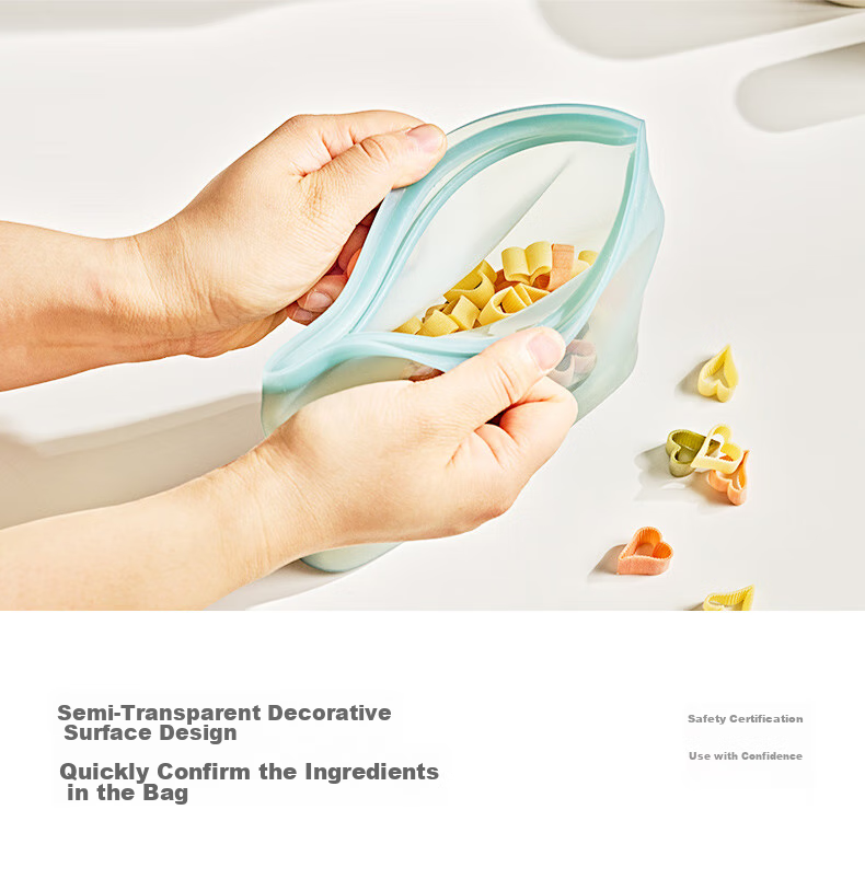 GLASSLOCK Food-Grade Silicone Kitchen Storage Bags for Microwave, Refrigerator, Freezer, Portioning And Sealing 1000ml 10
