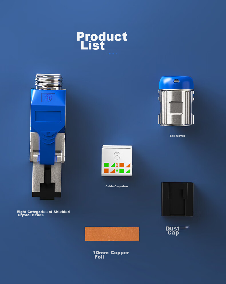 CHOOSEAL (CHOSEAL) Category 7 And 8 Universal Shielded Tool-Free Crystal Head, Engineering-Grade RJ45 Network Crimp-Free Connector, Computer Network Cable Broadband Connection, 1 Piece, QS9932 11