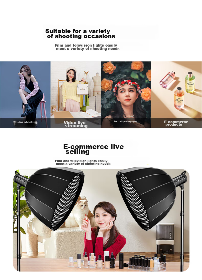 LATZZ Deep Throw Softbox, Portable Professional Photography Studio Light, Live Streaming Fill Light Accessory, Deep Parabolic Softbox, 90cm (With Grid) 4