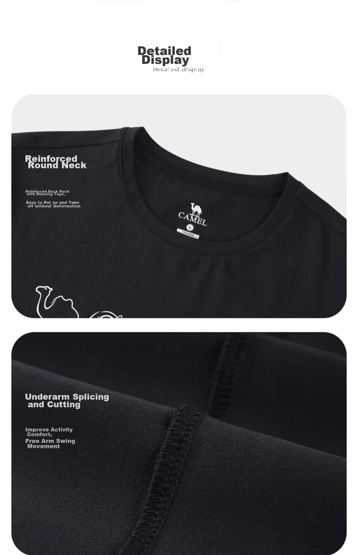 CAMEL Outdoor Quick-Dry Long Sleeve Round Neck T-Shirt for Men And Women, UPF50+ Original Yarn Sun Protection UV Protection Ice Cool Top 23