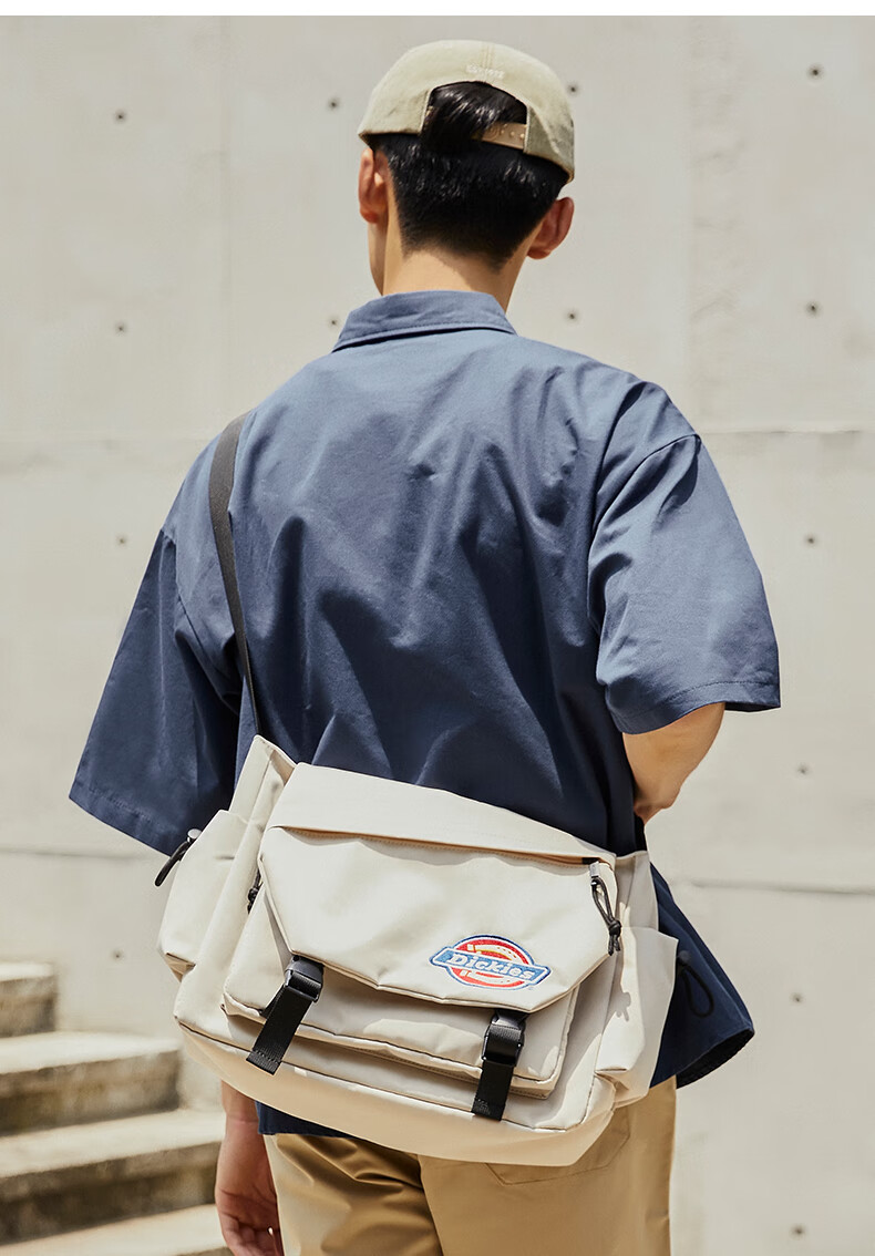 Dickies Men's Shoulder Bag, Large Capacity Casual Backpack, Lightweight Canvas Bag for College Students, Multifunctional Crossbody Bag with Shoulder Strap 22