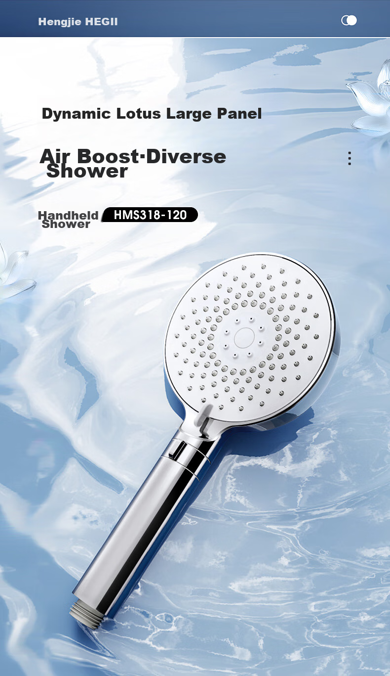 HEGII Shower Head, Multi-Water Type Pressure-Increasing Universal Interface Design Handheld Large Panel Shower Head HMS403-120 5
