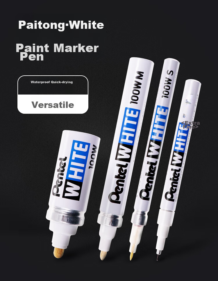 Pentel Paint Marker 3.9mm Thick Round Tip, Car Paint Touch-Up And Scratch Repair, Oil-Based Marker, X100W-M White 1
