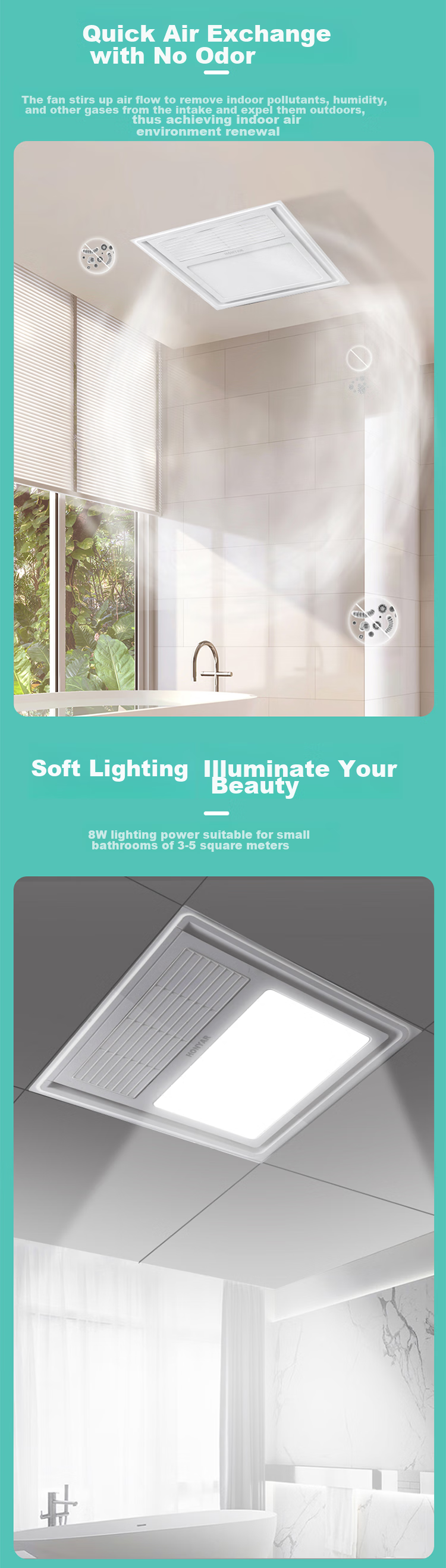 Hongyan Wind Heating Bathroom Heater with Lighting And Exhaust Fan, Three-In G28 Integrated Ceiling-Mounted Bathroom Heater, 300x300 3