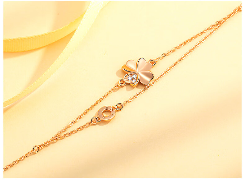 Grace Girl Four-Leaf Clover Bracelet for Women with Rose Gold Beads Jewelry, Practical Anniversary Birthday Gift for Girlfriend Or Wife 5