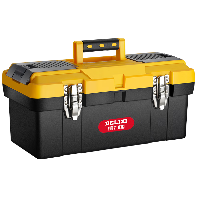 DELIXI Black Diamond Thickened Toolbox Storage Box, Large Industrial-Grade Hardware, Household Portable Car-Mounted Multifunctional Repair Tool
