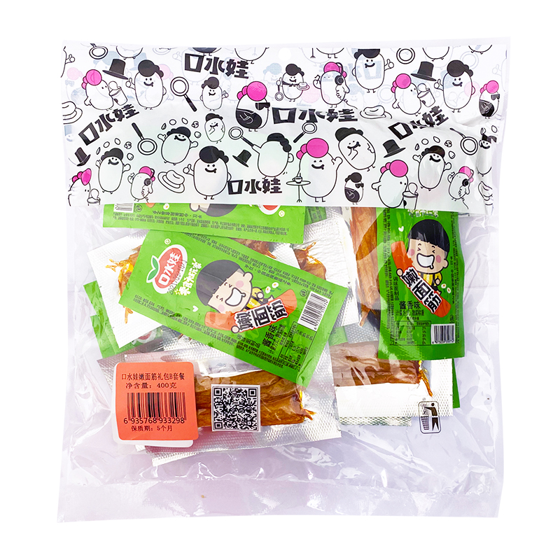 口水娃嫩面筋酱香味400g辣条辣片豆干豆皮休闲零食小吃