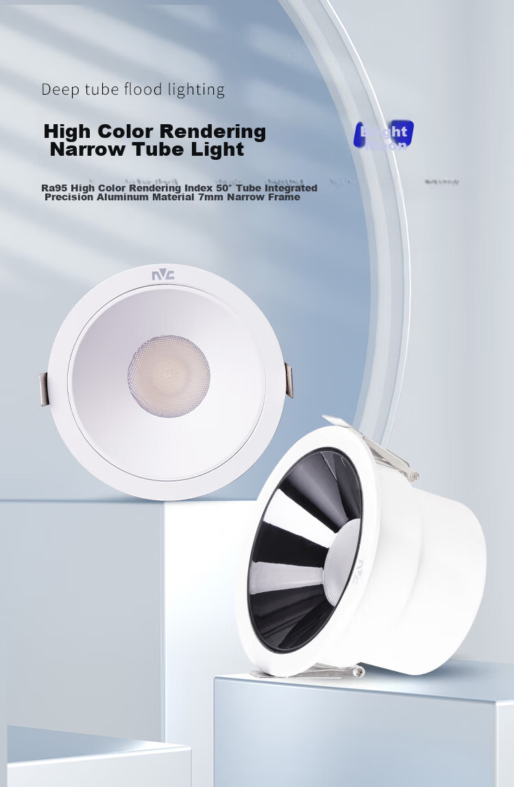 NVC LED Downlight, Living Room Background Wall Recessed, Washed Wall Small Hill Aluminum Material, 7W White Cup Warm White [Mingyue], Ra95 1