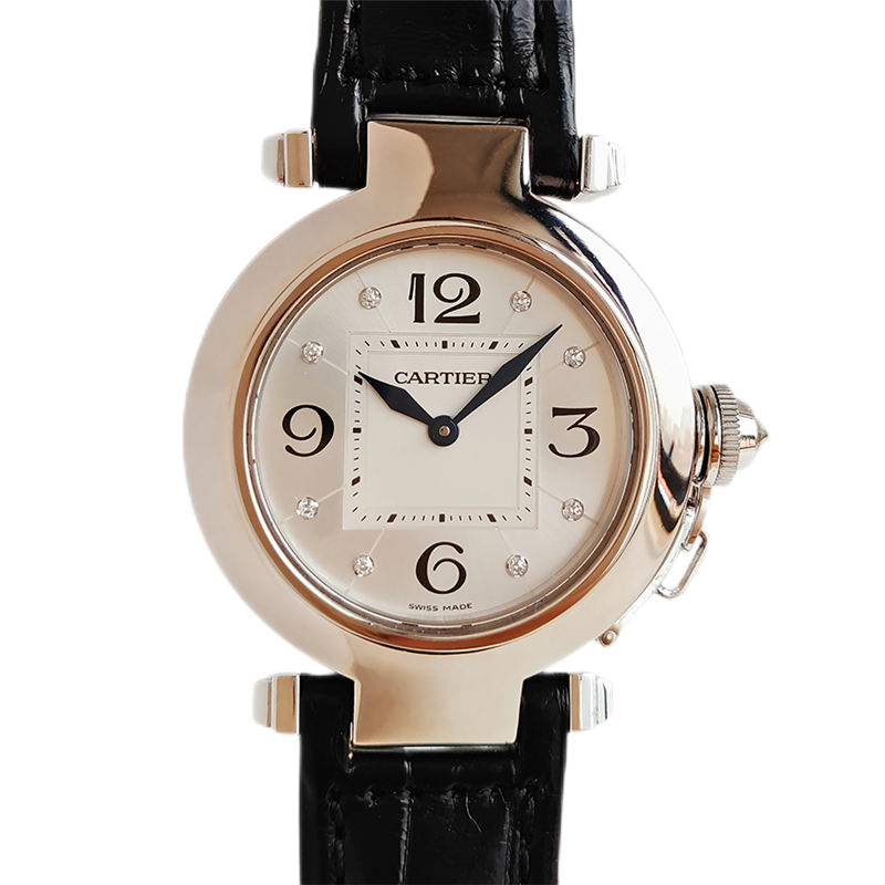 二手95新卡地亚女表帕莎系列wj11902g石英女士镶钻32mm皮带奢侈品手表