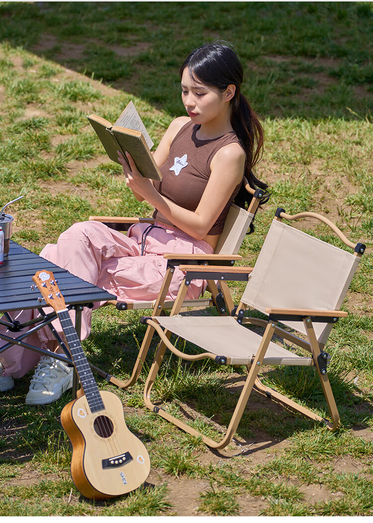 Suncojia Outdoor Portable Folding Chair Camping Recliner Fishing Kermit Chair Black 7