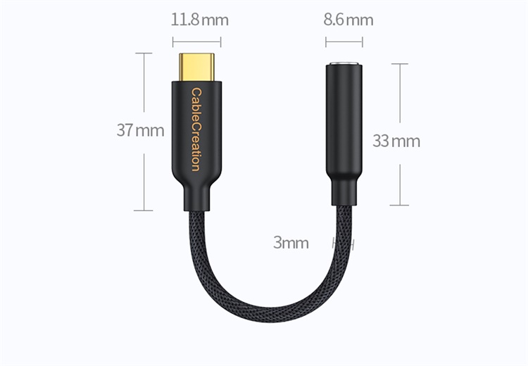 CABLE CREATION CD0707-G, Type-C to 3.5mm Audio Headphone Adapter, USB-C Converter, Two-In for Music And Calls, Compatible with Apple 15/16 And Huawei Mate60Pro 12