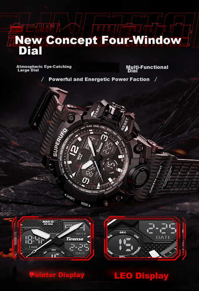 MAX-G Sports Watch for Men And Teenagers, Multi-Functional Luminous Dual Display Electronic Watch for Middle School, High School Students And Young Adults, Back to School 4