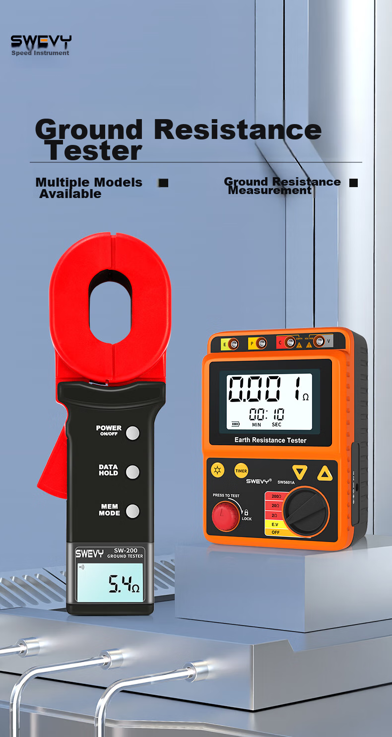 Suwei Lightning Protection Grounding Resistance Tester, Earth Resistance Meter, Digital Electronic Megohmmeter, Resistance Detector SW5601A 1