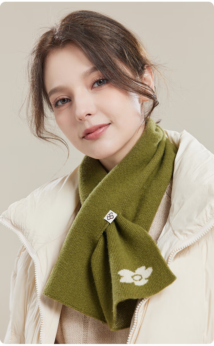 JIUMU Pure Wool Scarf for Women, Autumn And Winter Ladies' Warm Neck Warmer, Lightweight Winter Neck Protection Short Scarf 20