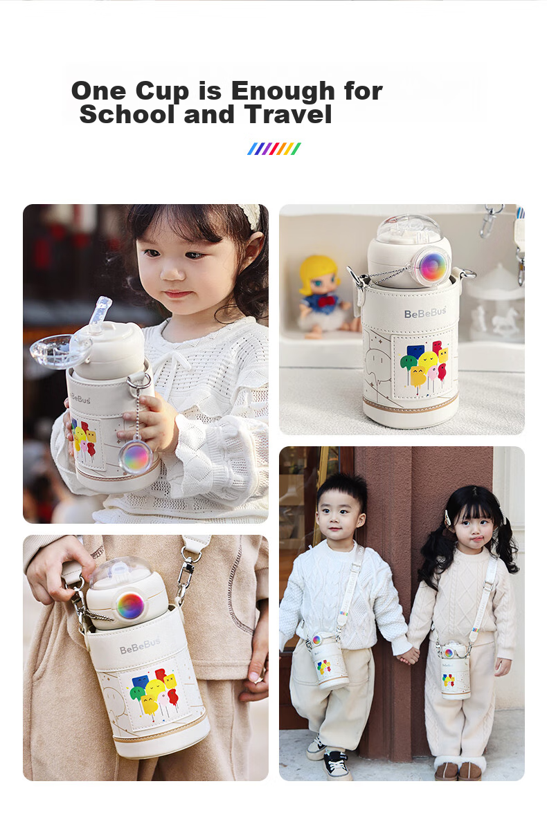 Bebebus Diamond-Like Children's Insulated Cup with Straw, Large Capacity Water Bottle, 316L Stainless Steel, for Primary School Students And Kindergarten Childre 12