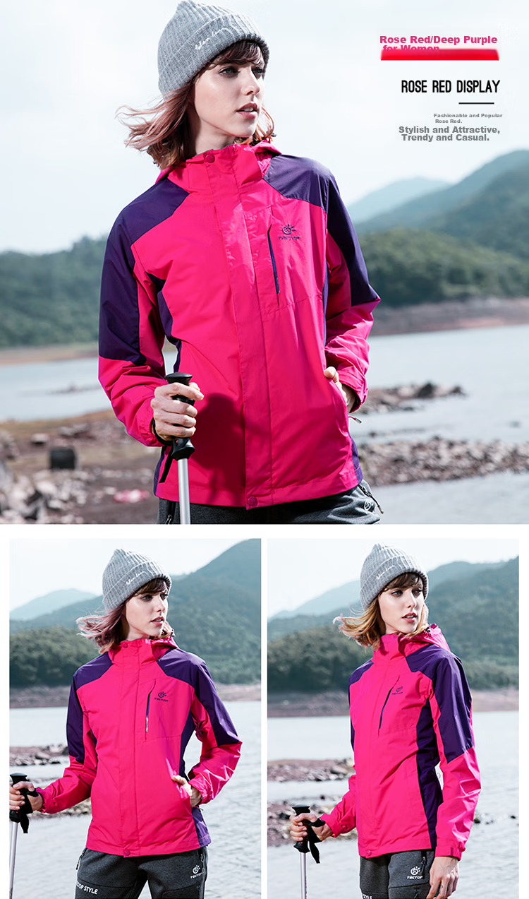 TECTOP 3-in-1 Two-Piece Men's Outdoor Jacket with Fleece Liner for Mountaineering and Skiing, Royal Blue, M 27