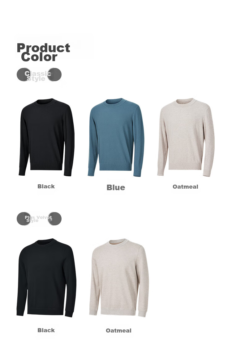 JD Original Sweater Knit Pullover for Men, Autumn And Winter Business Casual Warm Wool Base Layer, Black, M 13