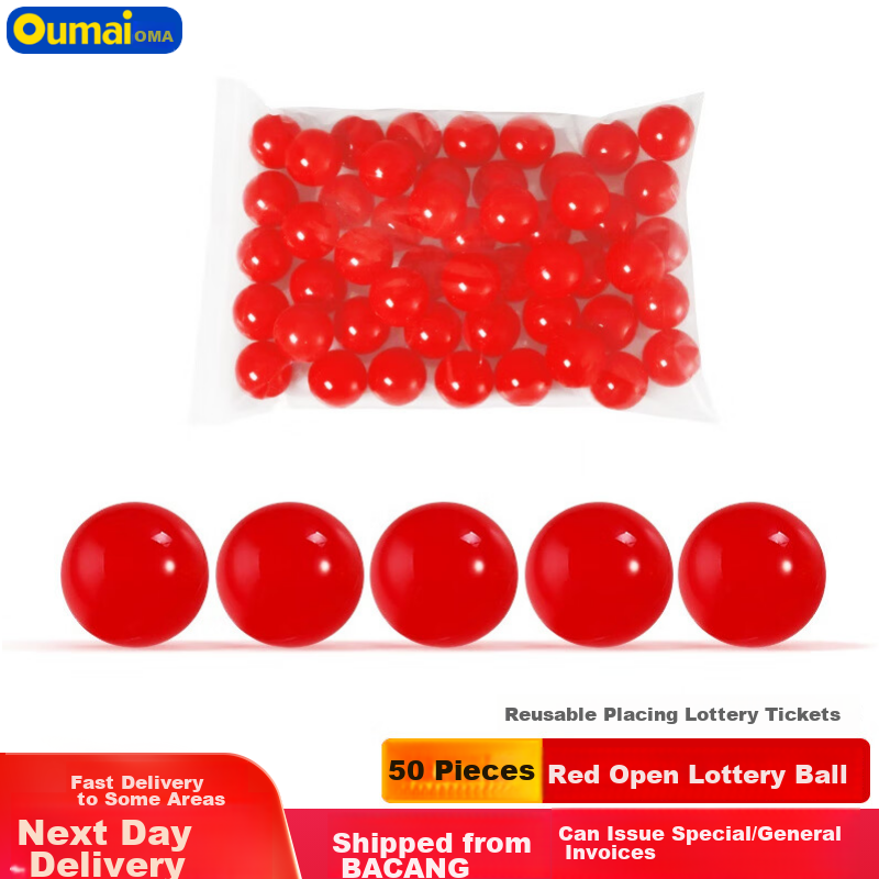 Oumai Lucky Ball, Red Small Balls, 50 Pieces, Reusable, 4 Cm Diameter, for Annual Meetings And Grand Openings, Prize Drawing Box, Raffle Box