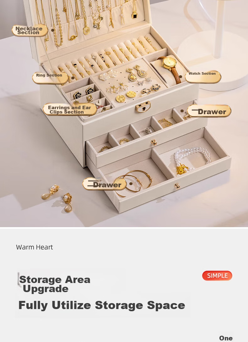 Bahainiao Jewelry Storage Box with Lock, High-End Exquisite Multi-Layer Jewelry Organizer for Gold Earrings, Necklaces And Bracelets, Qixi Valentine's Day Gift 4