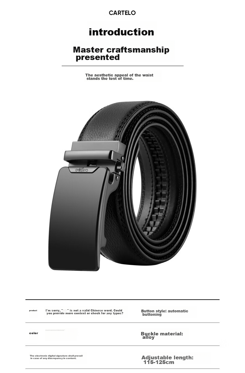 CARTELO Men's Automatic Buckle Belt, Business Casual Style Cowhide Waistband, Gift for Boyfriend, Husband Or Father 10