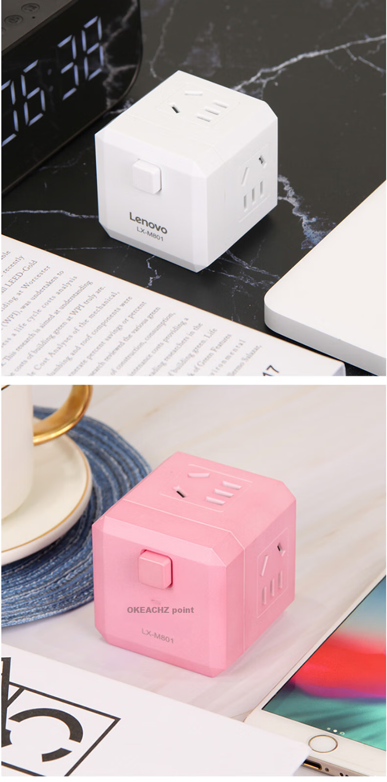 OKEACH Wireless Magic Cube Socket, Master Switch Socket, Adapter Plug, Magic Cube Socket YZ-M801 White 2