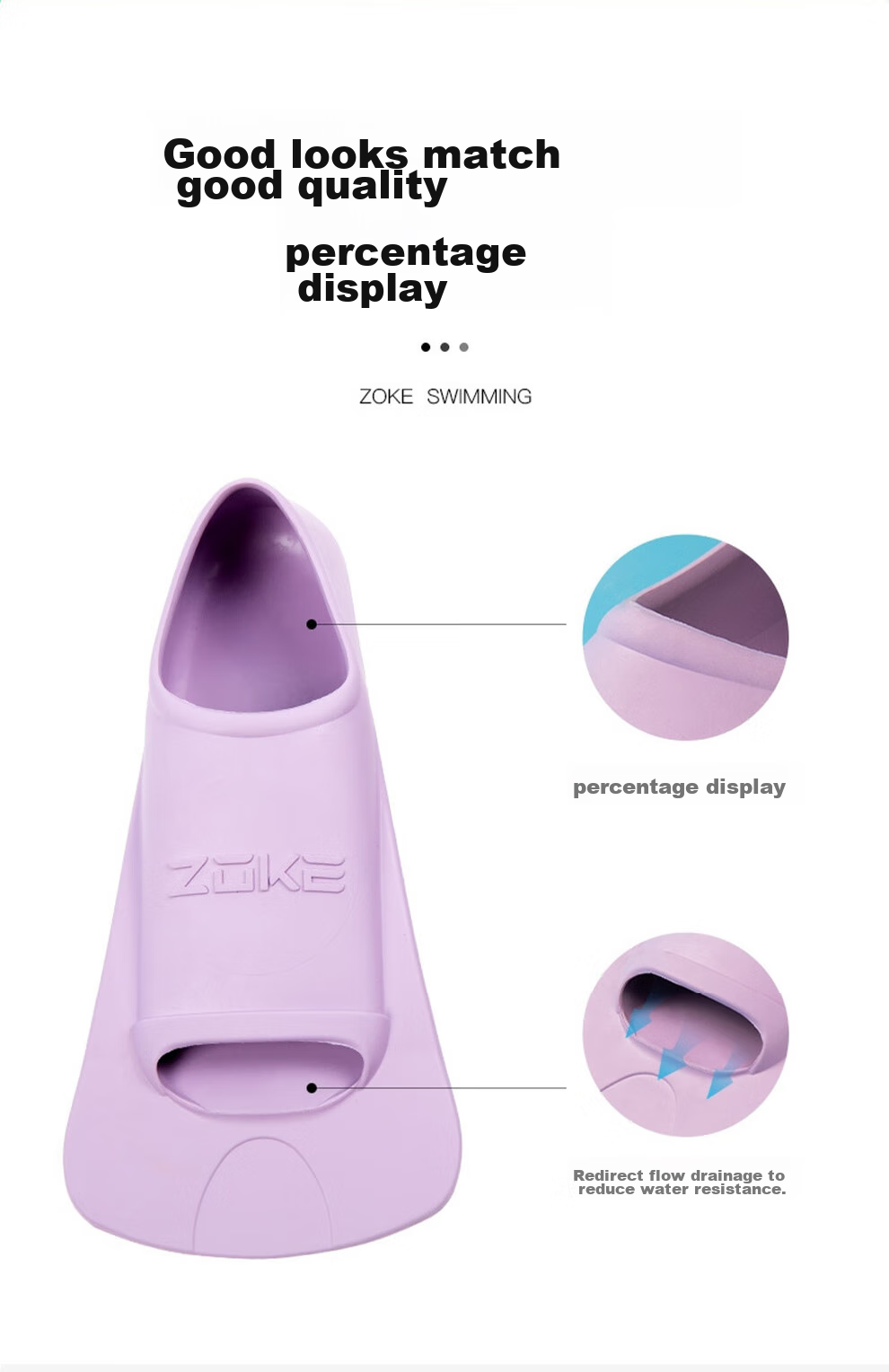 ZOKE Swimming Flippers, Professional Training Kickboard, Rubber Duck Foot Board, Diving And Snorkeling Equipment, 621505851-6, Size 30/32 8