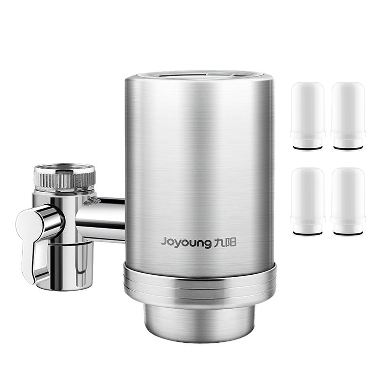 Joyoung Faucet Water Purifier Removes Chlorine And Odors, Washable Filter Cartridge, Stainless Steel Body, One Machine Four Cartridges, JYW-RT151