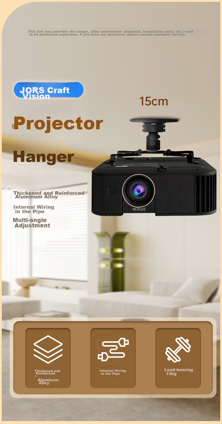 Jiangshi (JORS) Projector Mount, Thickened And Reinforced, Adjustable Angle, Weight Capacity 13KG, Suitable for Epson TW6280T, Panasonic, BenQ, Bracket, Black, 15CM 1