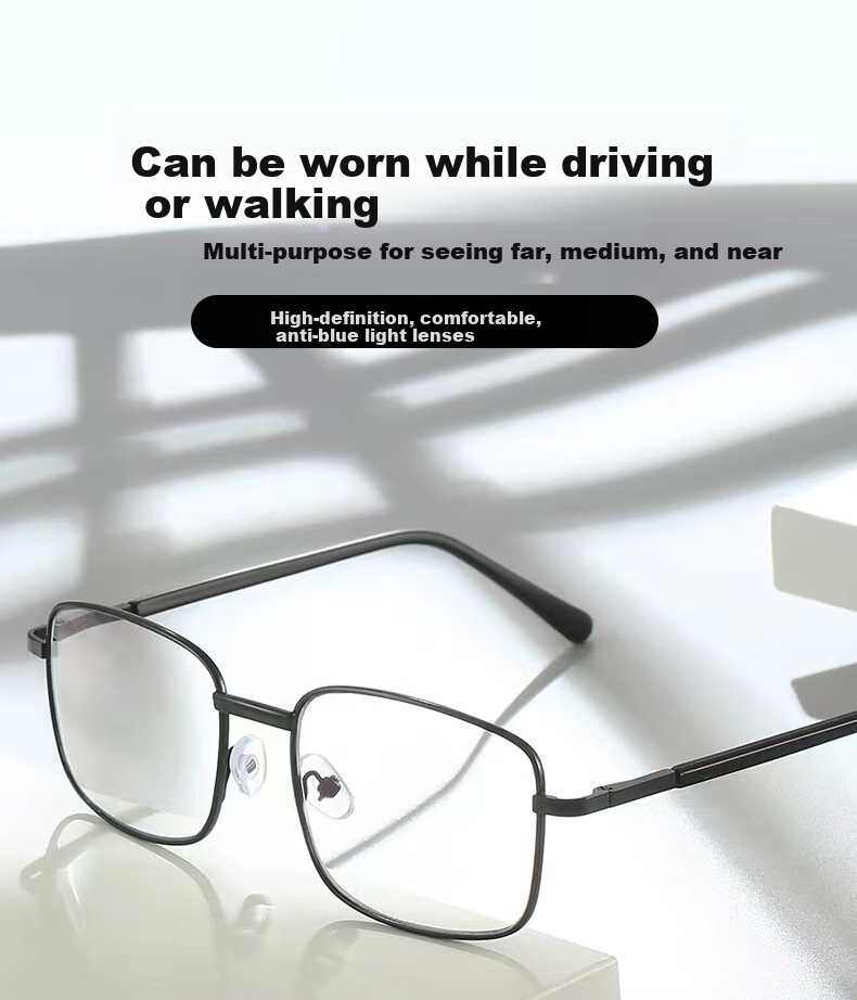 Cuntiandaofu Reading Glasses, Progressive Multifocal Reading Glasses, Anti-Blue Light, Black Frame 100 Degrees [Suitable for Ages Below 50] 1